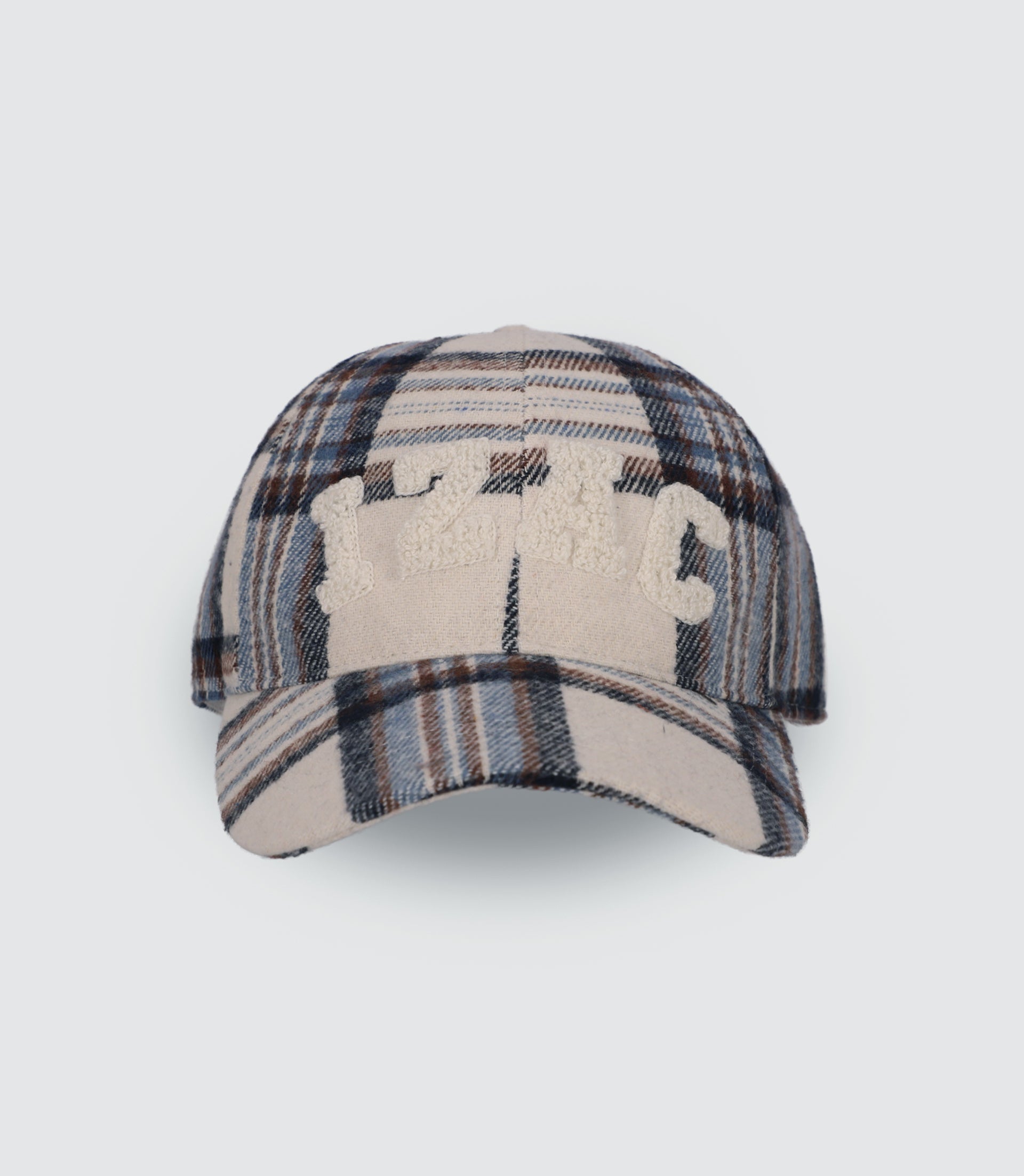 Casquette en tissu à carreaux écrue