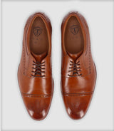 Brown leather derby shoes