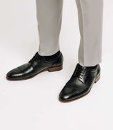 Black leather derby shoes