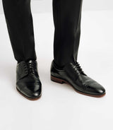 Black leather derby shoes