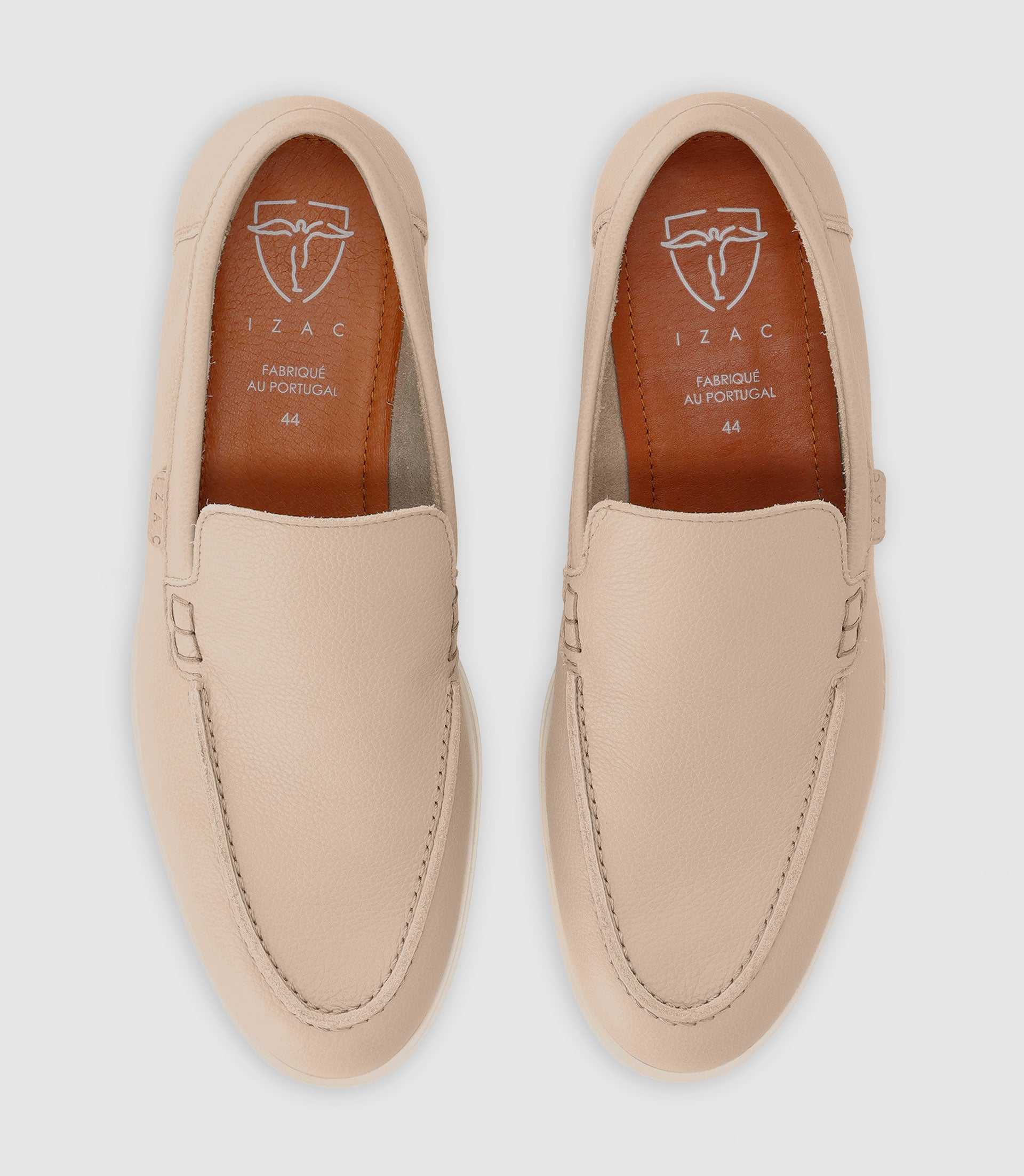 Beige leather moccasins