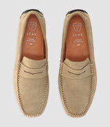 Beige suede boat shoes