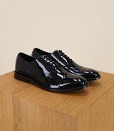 Black varnish derby shoes