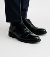 Black leather town shoes