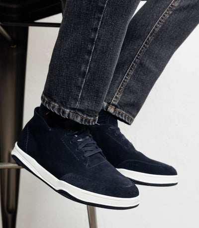 Chaussures baskets montantes en cuir marine - IZAC