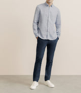 Chemise unie 100% lin bleu denim