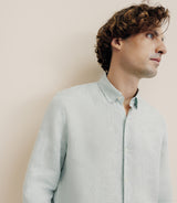 Cancel Regular shirt 100% light green linen