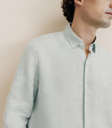 Chemise unie 100% lin vert clair