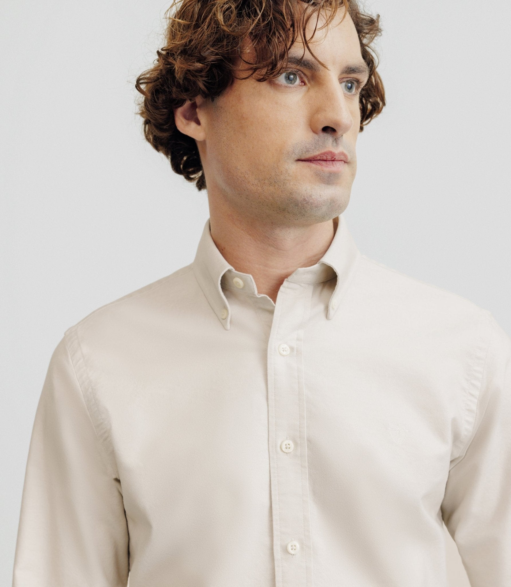Chemise droite oxford beige - IZAC