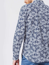 Chemise Motif Roses Marine - IZAC