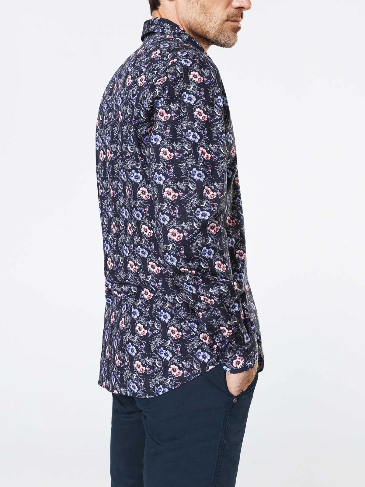 Chemise casual fleurs et oiseaux - IZAC