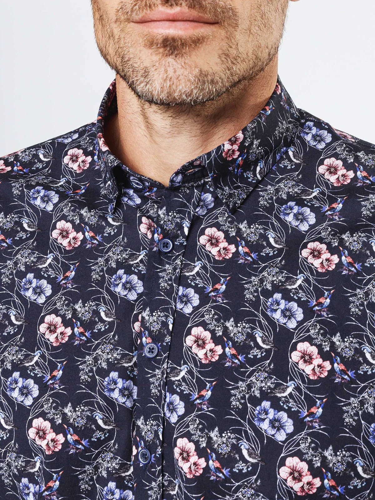 Chemise casual fleurs et oiseaux - IZAC