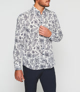 White and navy casual shirt KINOUOUT