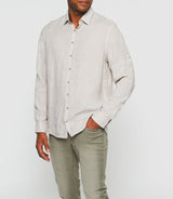 Chemise casual en lin et coton beige KISSOUT - IZAC