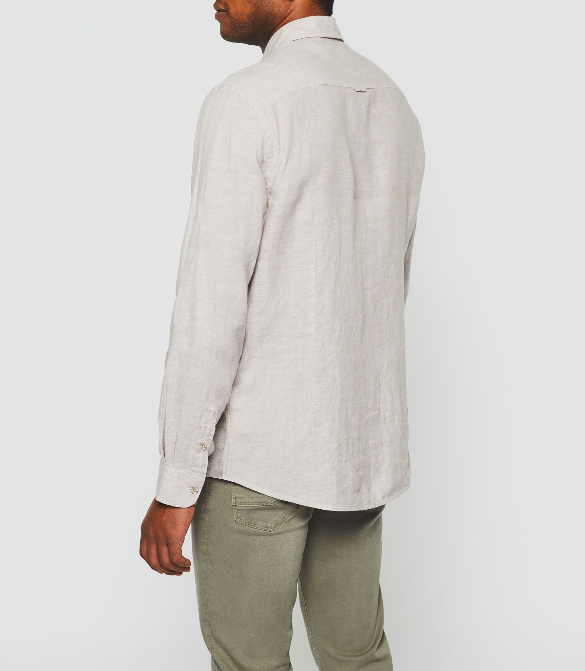 Chemise casual en lin et coton beige KISSOUT