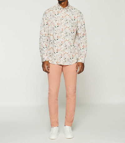 Chemise à imprimé fleurs blanche et rouge KAEL - IZAC