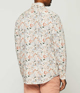 White and red flower printed shirt KAEL