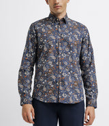 Marine and camel flower print shirt