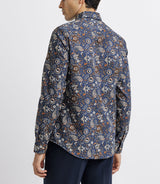 Marine and camel flower print shirt