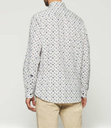 Beige and navy floral printed shirt KAMERON