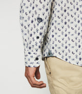 Beige and navy floral printed shirt KAMERON