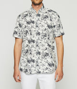 White and navy palm tree print shirt KAMILLE