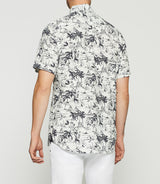 White and navy palm tree print shirt KAMILLE