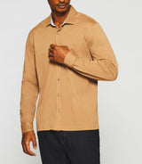 Chemise regular en jersey unie camel KANTIN - IZAC