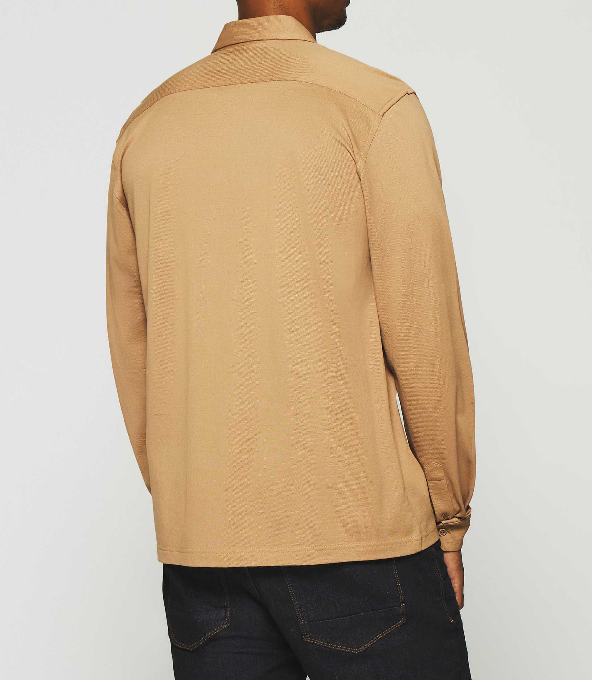 KANTIN regular shirt in plain camel jersey