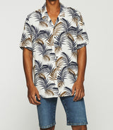 Off white and navy printed short sleeve shirt KARL