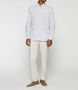 KELYAN white and blue floral print shirt