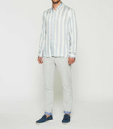 White and sky satin striped shirt KENNA