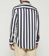 White and navy satin striped shirt KENNA