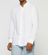 Chemise unie en lin blanc KISS