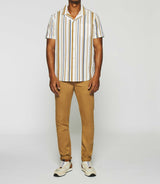 KRIS khaki striped short sleeve shirt