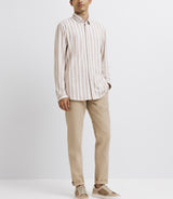 Beige and white striped casual shirt