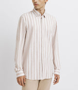 Chemise casual rayée beige et blanche - IZAC