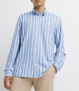 Blue and white striped casual shirt