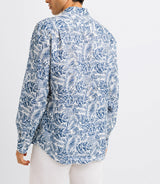 Casual shirt in blue printed linen