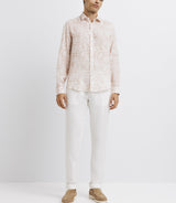 Chemise casual en lin imprimée rose - IZAC