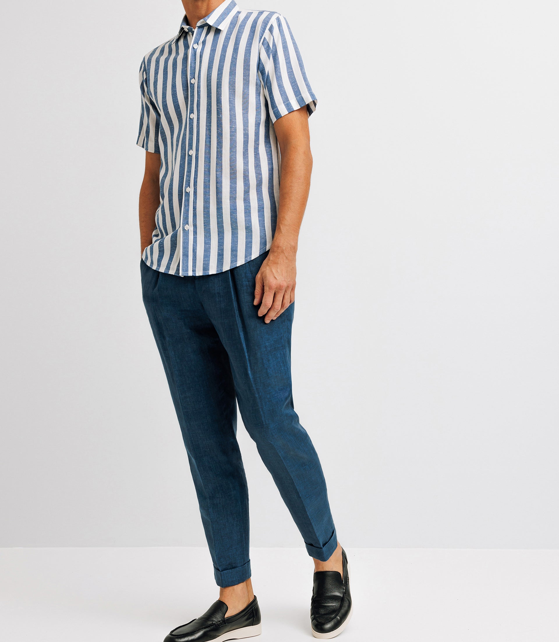 Chemise casual rayée bleue