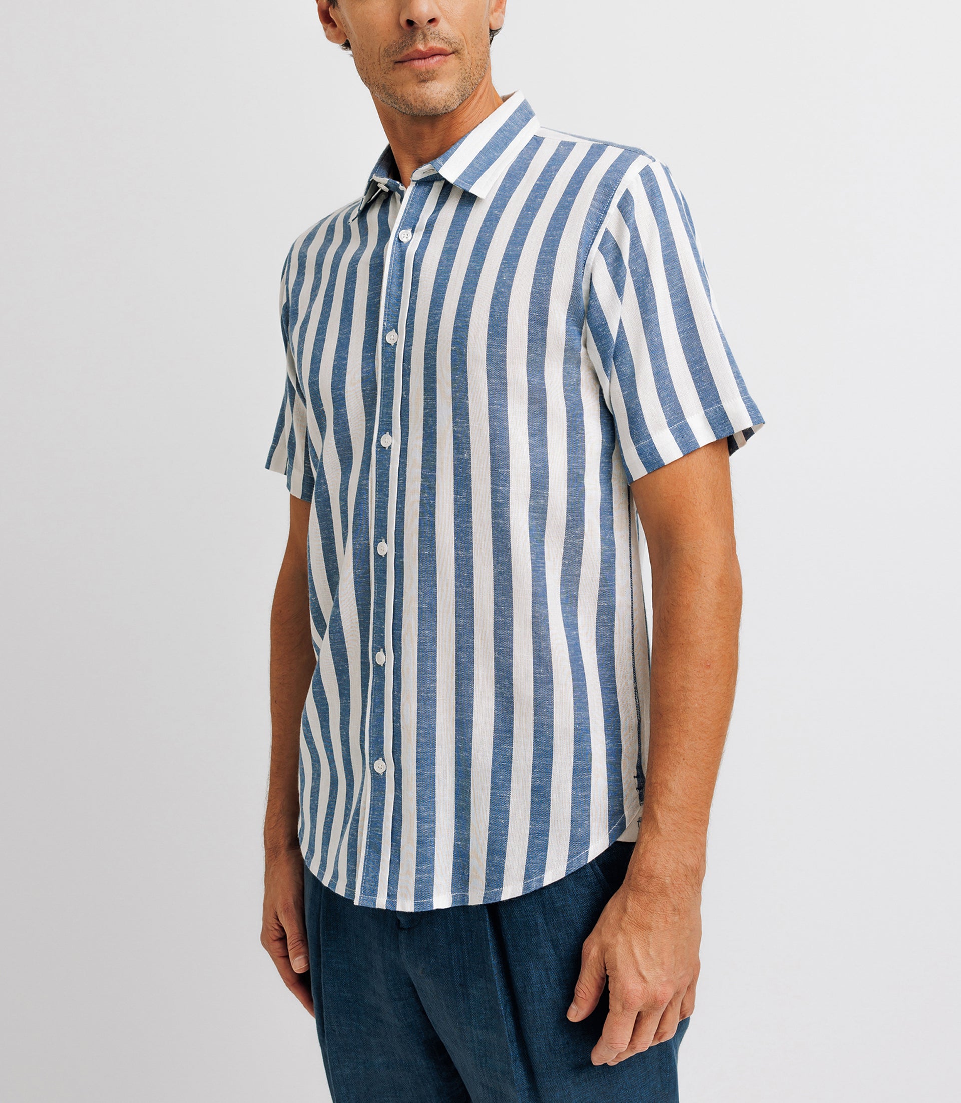 Chemise casual rayée bleue