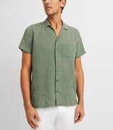 Chemise casual en coton verte - IZAC