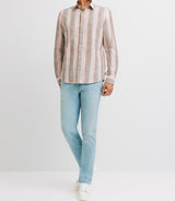 Pink striped cotton casual shirt