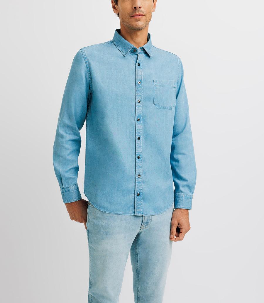 Chemise casual droite bleue