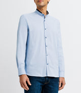 Chemise casual col mao bleue