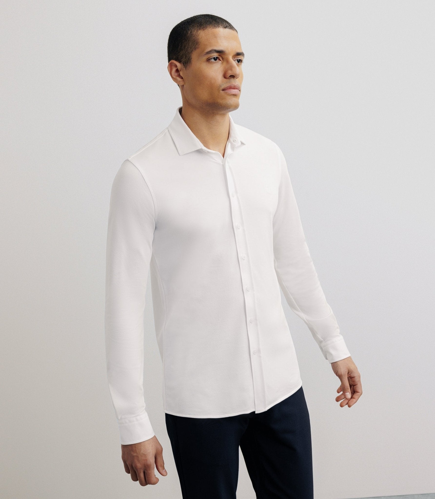 Chemise slim en maille blanche - IZAC