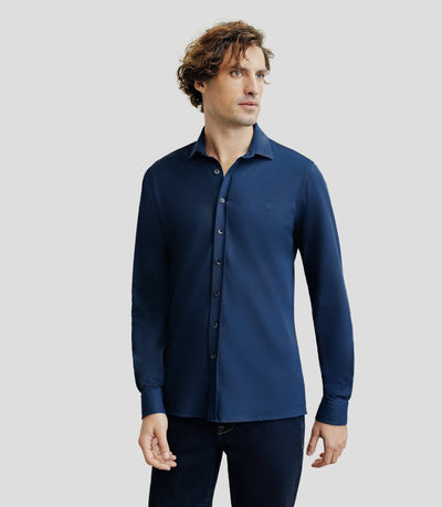 Chemise slim en maille marine - IZAC