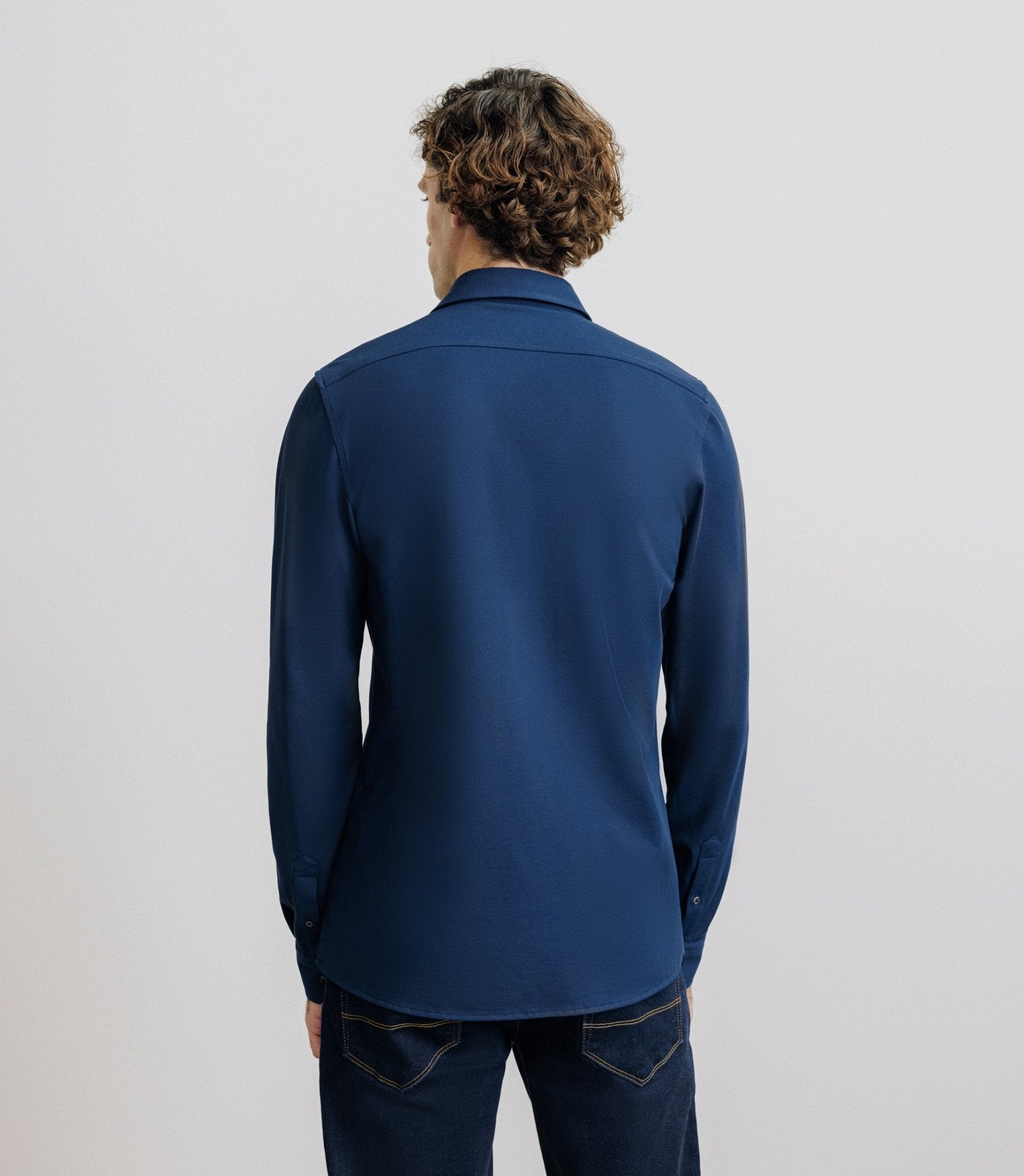 Chemise slim en maille marine - IZAC