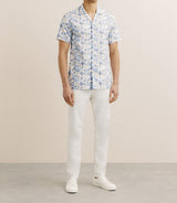 Chemise droite manches courtes bleue